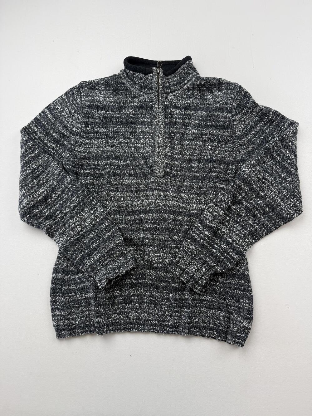 Woolrich Sweater Womens Medium Gray 1/4 Zip Mock Neck Raglan Knit Pullover